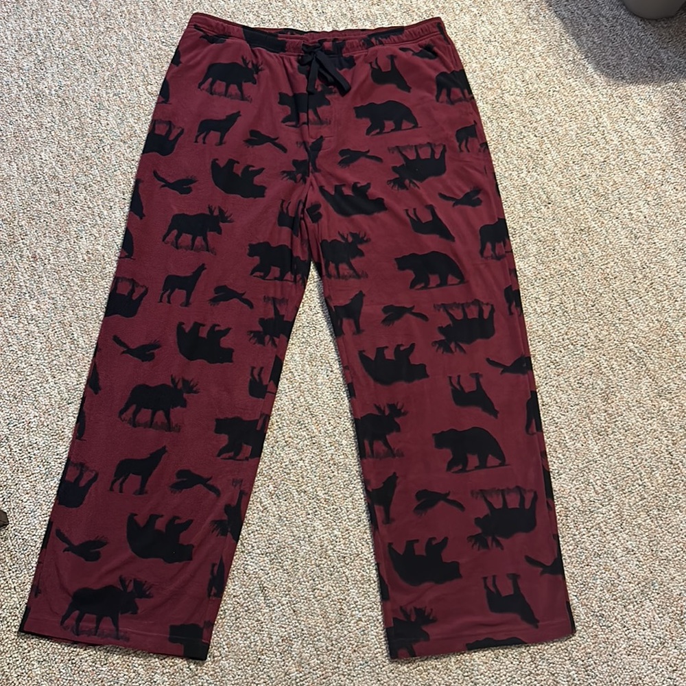 Croft Barrow Mens XL Microfleece Bear Moose Eagle Pajama Lounge Sleepwear